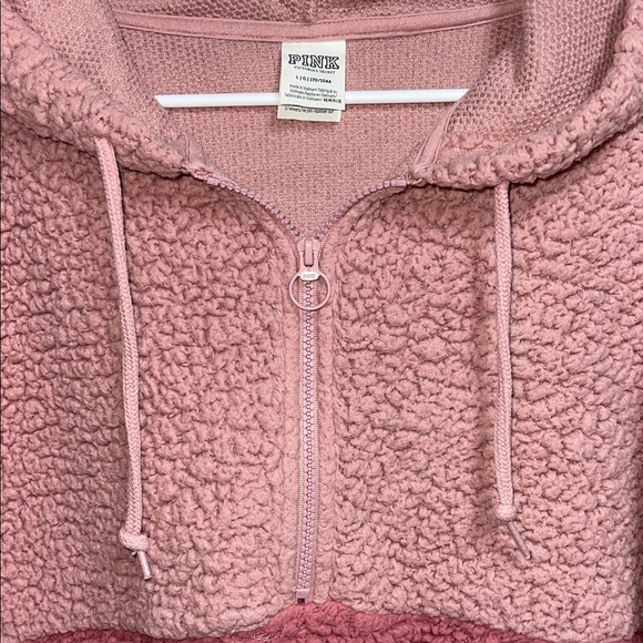 PINK VS Sherpa Fleece 2-Tone Half Zip Hoodie - Picture 3 of 7